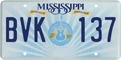 MS license plate BVK137