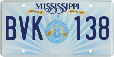 MS license plate BVK138