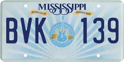 MS license plate BVK139