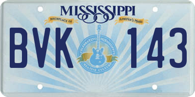MS license plate BVK143