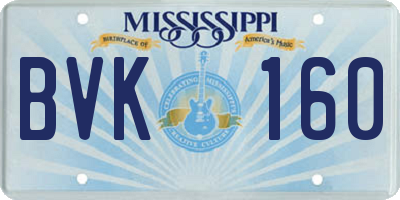 MS license plate BVK160