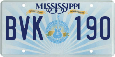 MS license plate BVK190