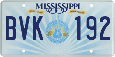 MS license plate BVK192