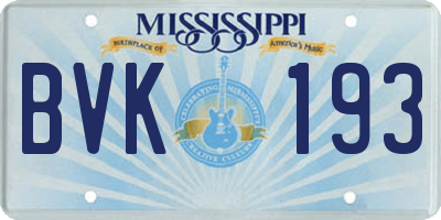 MS license plate BVK193