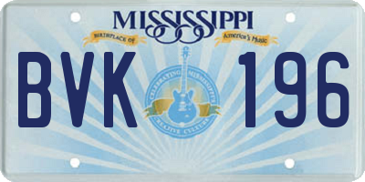 MS license plate BVK196