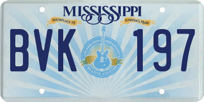 MS license plate BVK197