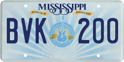 MS license plate BVK200