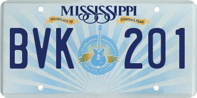 MS license plate BVK201