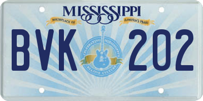 MS license plate BVK202