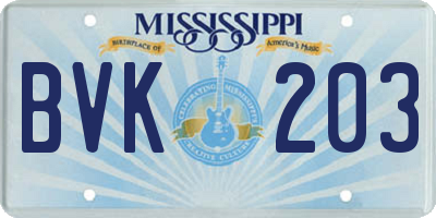 MS license plate BVK203
