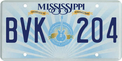 MS license plate BVK204
