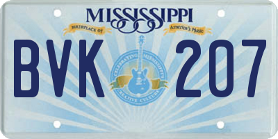 MS license plate BVK207