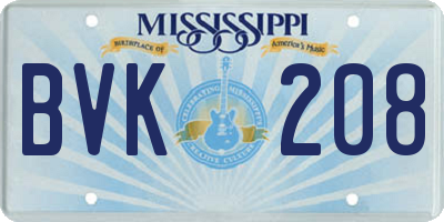 MS license plate BVK208