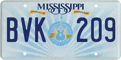 MS license plate BVK209