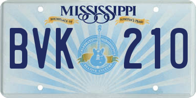 MS license plate BVK210