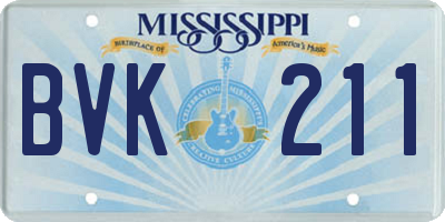 MS license plate BVK211