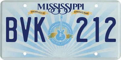 MS license plate BVK212