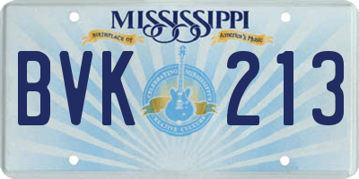 MS license plate BVK213