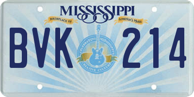 MS license plate BVK214