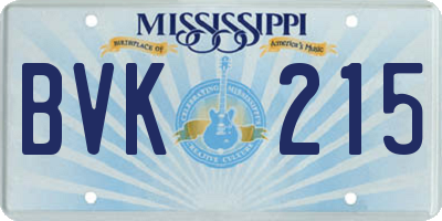 MS license plate BVK215