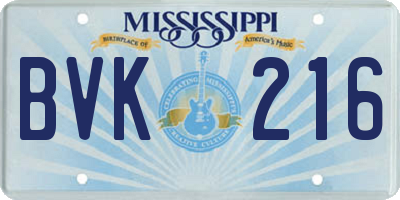 MS license plate BVK216