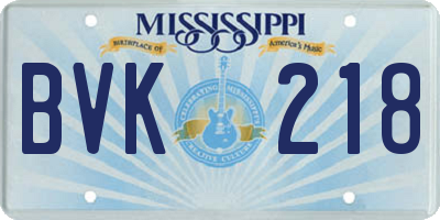 MS license plate BVK218