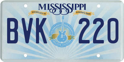 MS license plate BVK220