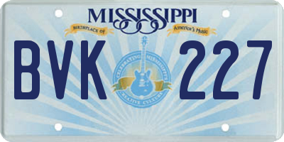 MS license plate BVK227