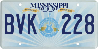 MS license plate BVK228
