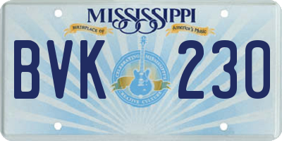MS license plate BVK230