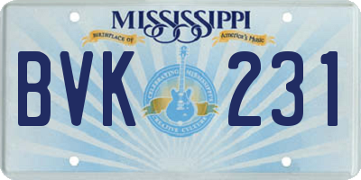 MS license plate BVK231