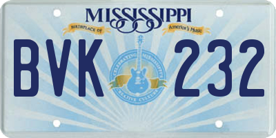 MS license plate BVK232
