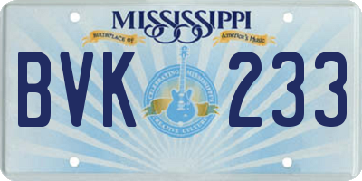MS license plate BVK233
