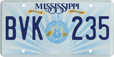 MS license plate BVK235