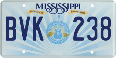 MS license plate BVK238