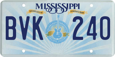 MS license plate BVK240