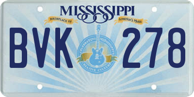 MS license plate BVK278