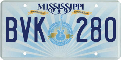 MS license plate BVK280