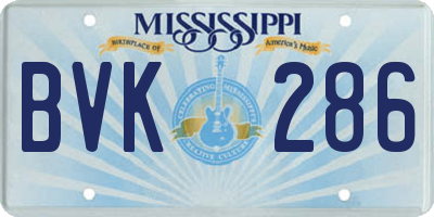 MS license plate BVK286