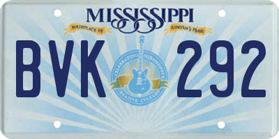 MS license plate BVK292