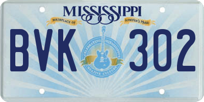MS license plate BVK302