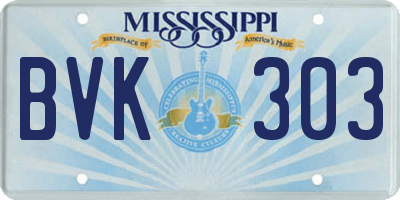 MS license plate BVK303