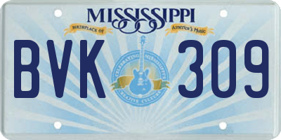 MS license plate BVK309