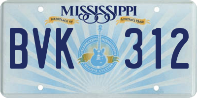 MS license plate BVK312