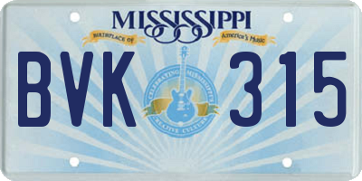 MS license plate BVK315