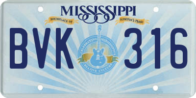 MS license plate BVK316