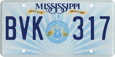 MS license plate BVK317