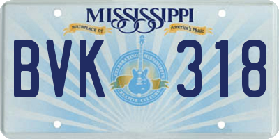 MS license plate BVK318