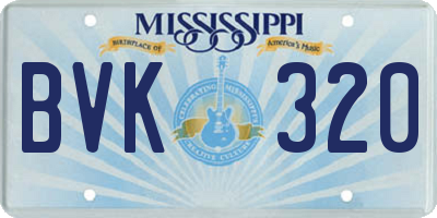 MS license plate BVK320