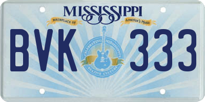 MS license plate BVK333